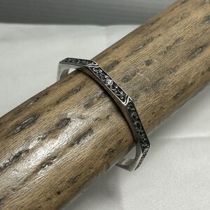 Brighton Octagon Bangle Bracelet Silver Plated Crystals Vintage Scroll Design